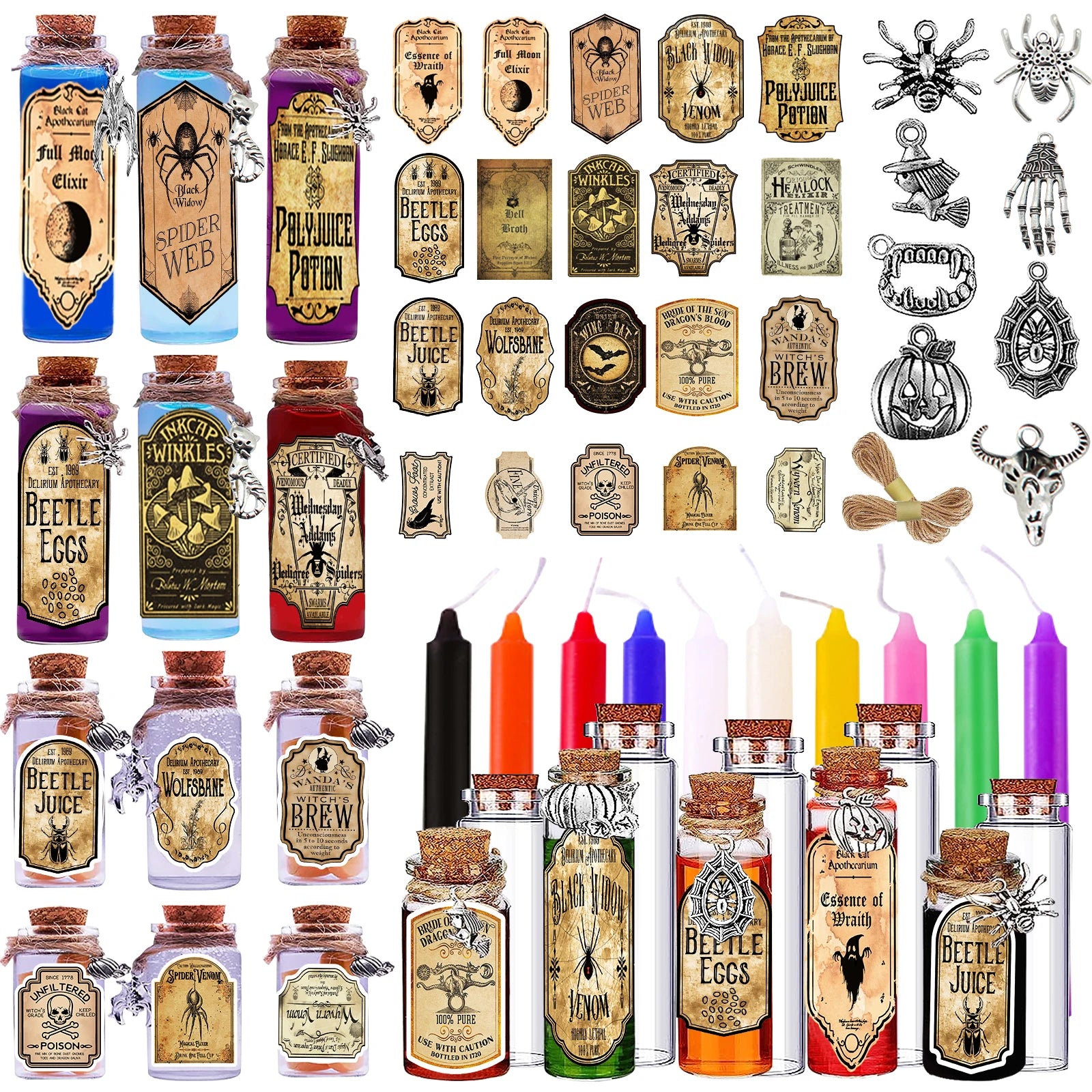 174PCS Halloween Potion Bottles with Cork