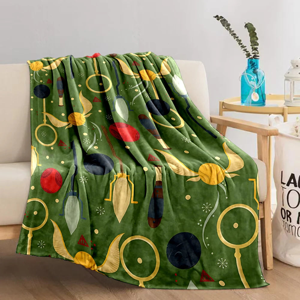 Cartoon Harry Potter Magic Tools Printed Blanket - Image 4