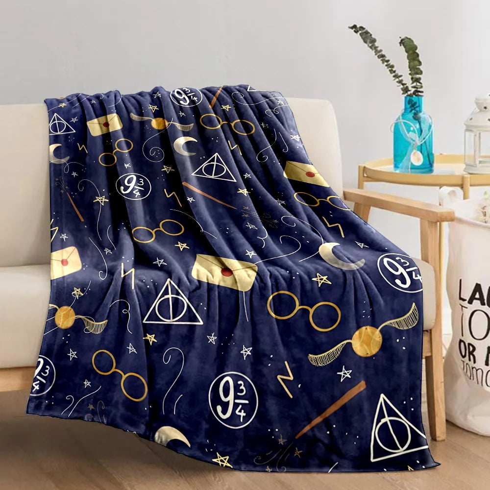 Cartoon Harry Potter Magic Tools Printed Blanket
