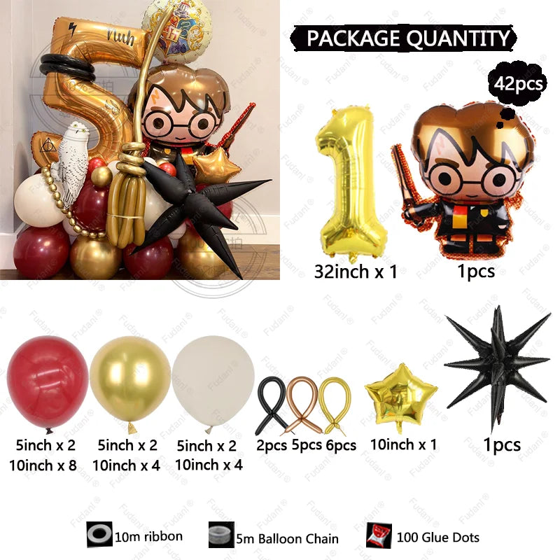 42PCS Harry Potter Magic Broom Party Balloon Column Set - Image 4