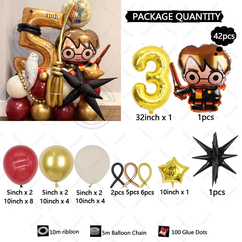 42PCS Harry Potter Magic Broom Party Balloon Column Set - Image 5