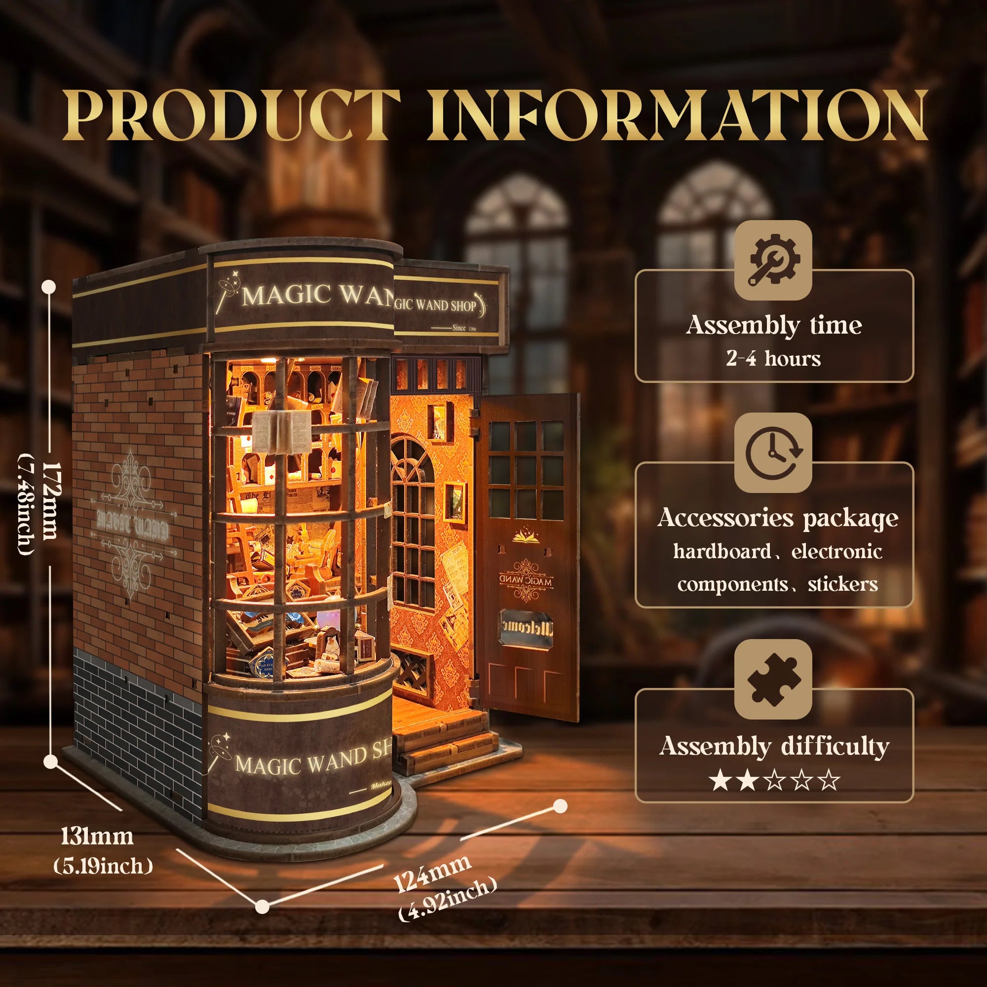 DIY Wooden Magic Wand Book Nook Kit - Image 3