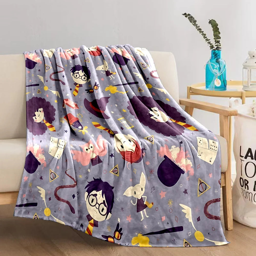 Cartoon Harry Potter Magic Tools Printed Blanket - Image 14