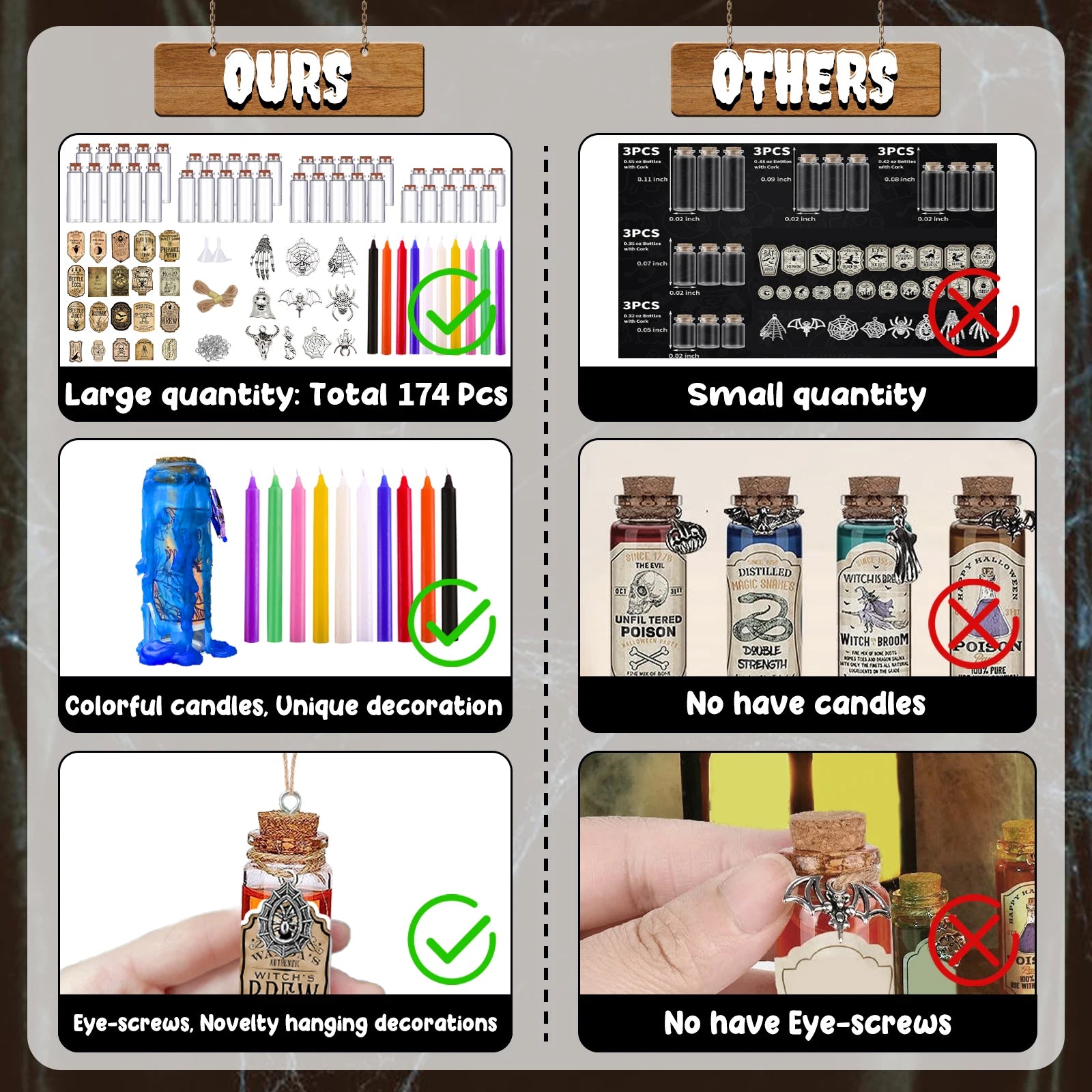 174PCS Halloween Potion Bottles with Cork - Image 2