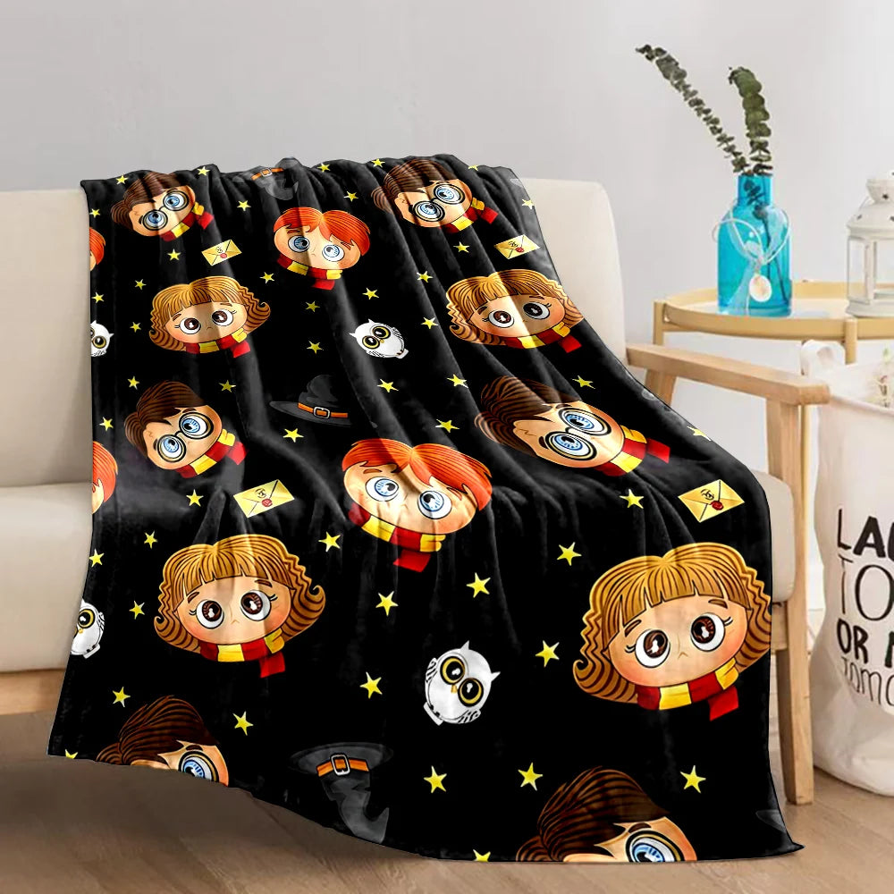 Cartoon Harry Potter Magic Tools Printed Blanket - Image 2