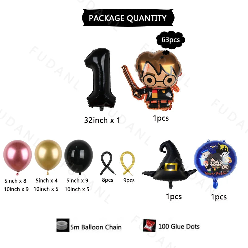 63Pcs Harry Potter Magic Broom Balloon Column Set - Image 2