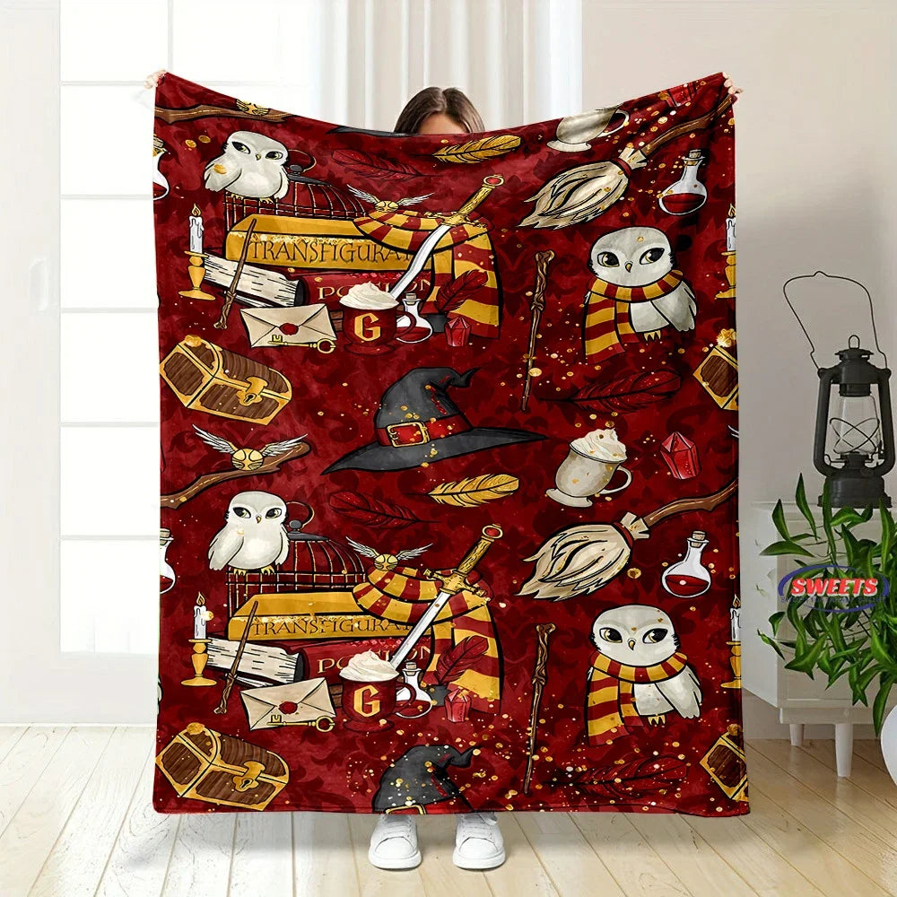 Soft Flannel Magic Hat Pattern Throw Blanket