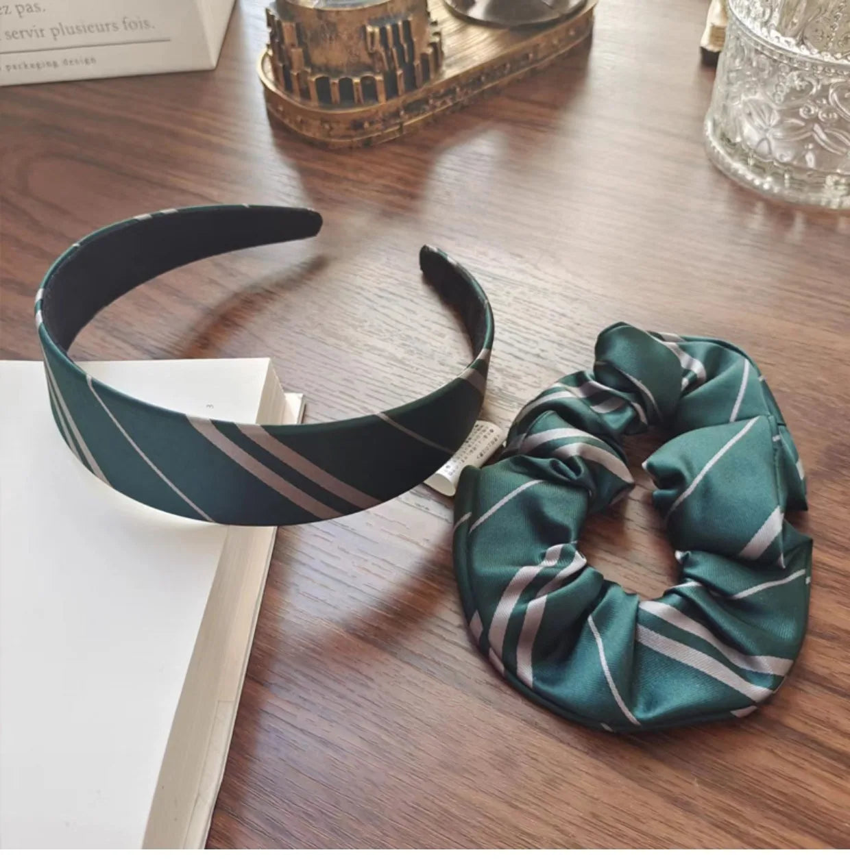 Wizard Magic Stripe School Slytherin Hair Scrunchie - Image 3