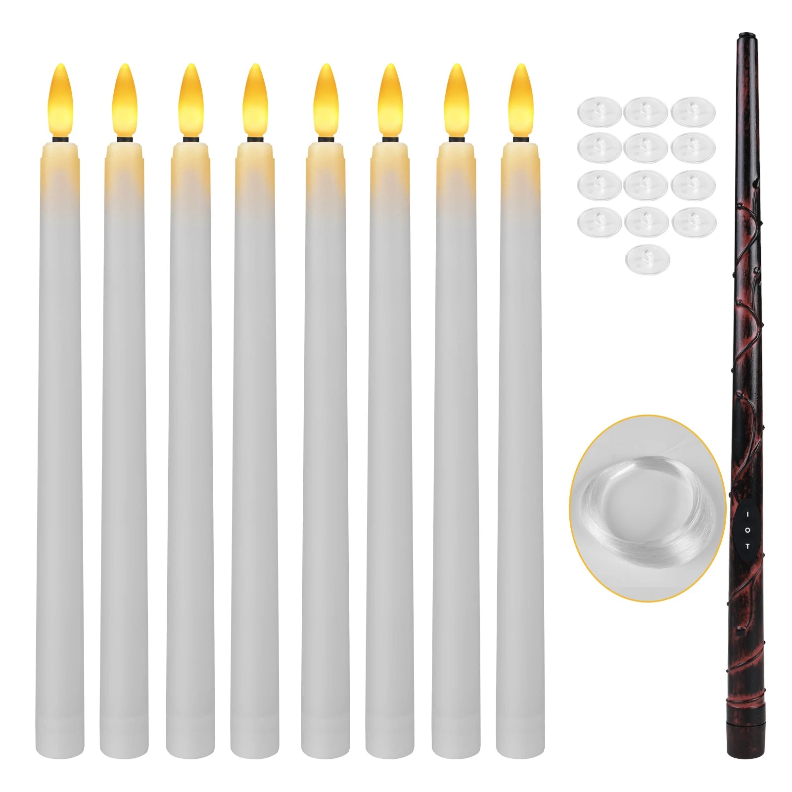 8/32PCS LED Taper Floating Candles with Magic Wand Remote - Image 7