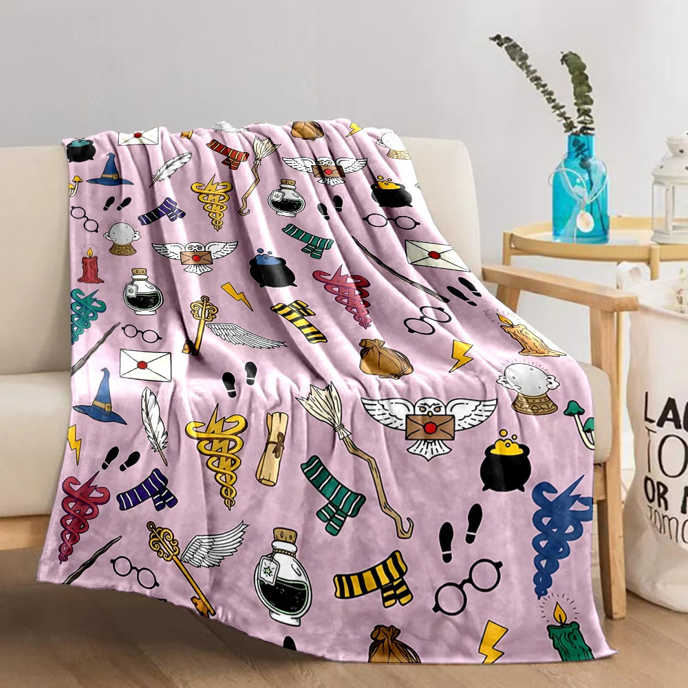 Cartoon Harry Potter Magic Tools Printed Blanket - Image 5