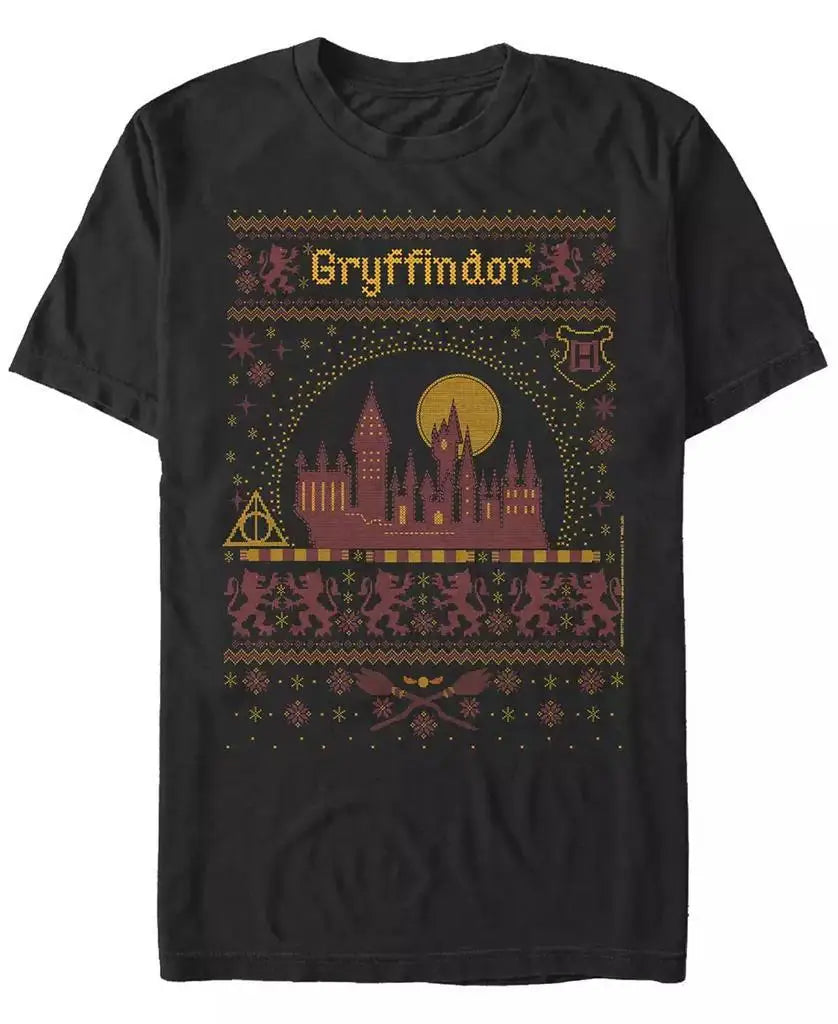Men's Gryffindor Sweater-Style Short Sleeve Crew T-Shirt