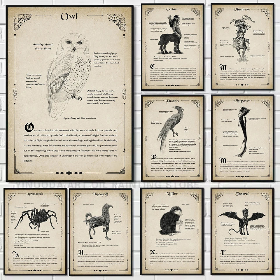 Retro Wizard World Magical Creatures Poster