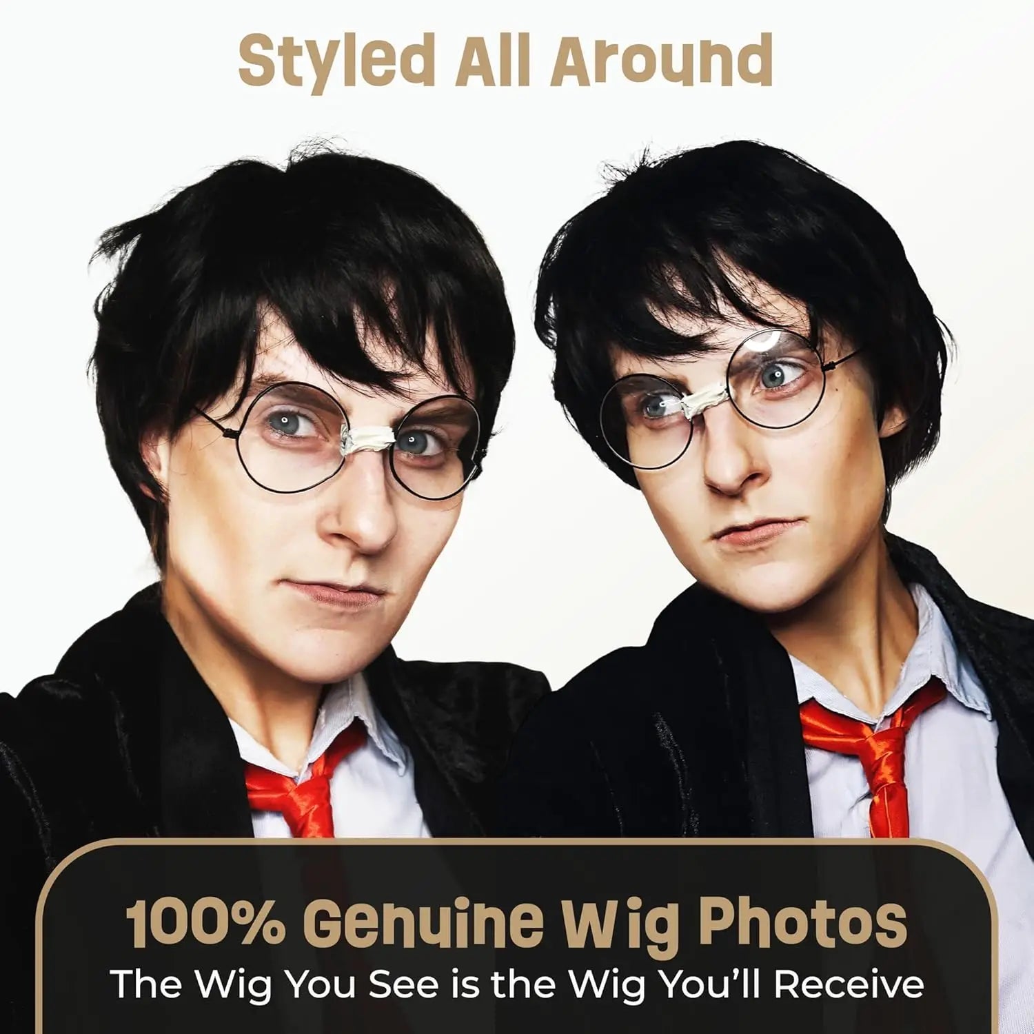 Boy Wizard Wig & Glasses Character Set - Image 3